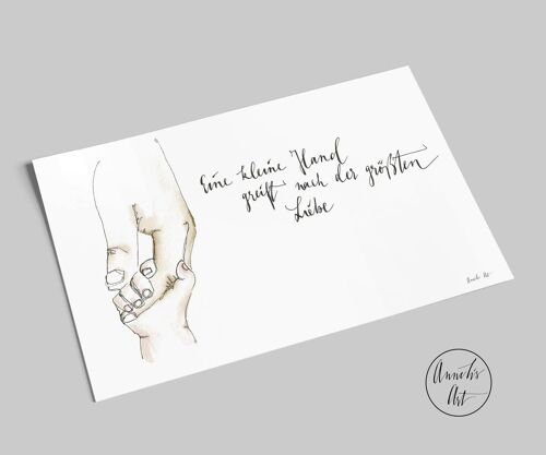 Postkarte zur Geburt | Eine kleine Hand | Geburtskarte A6