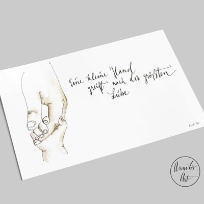 Postal de nacimiento | Una pequeña mano | Tarjeta de nacimiento A6
