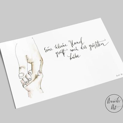 Postkarte zur Geburt | Eine kleine Hand | Geburtskarte A6