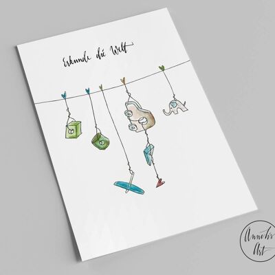 Postal de nacimiento | explorar el mundo | Tarjeta de nacimiento A6