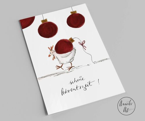 Postkarte | Adventskarte | Schöne Adventszeit mit Huhn |