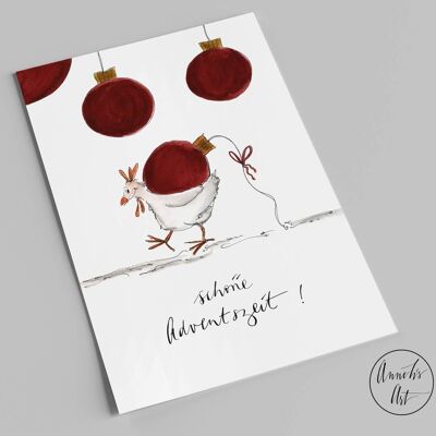 Cartolina | Carta dell'Avvento | Bella stagione dell'Avvento con pollo |