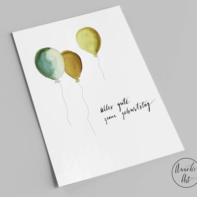 Postcard | birthday card | birthday with balloons