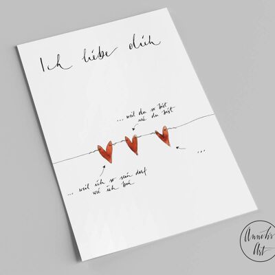 Postkarte | Ich liebe dich weil ...