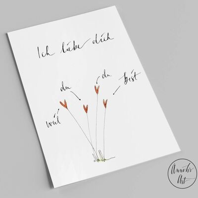 Postcard | I love you because you are you | Valentine's Day card A6