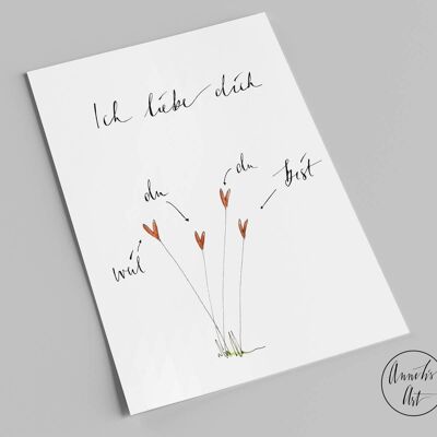 Carte postale | Je t'aime parce que tu es toi | Carte Saint Valentin A6