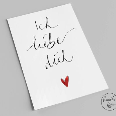 Cartolina | ti amo | carta d'amore con il cuore
