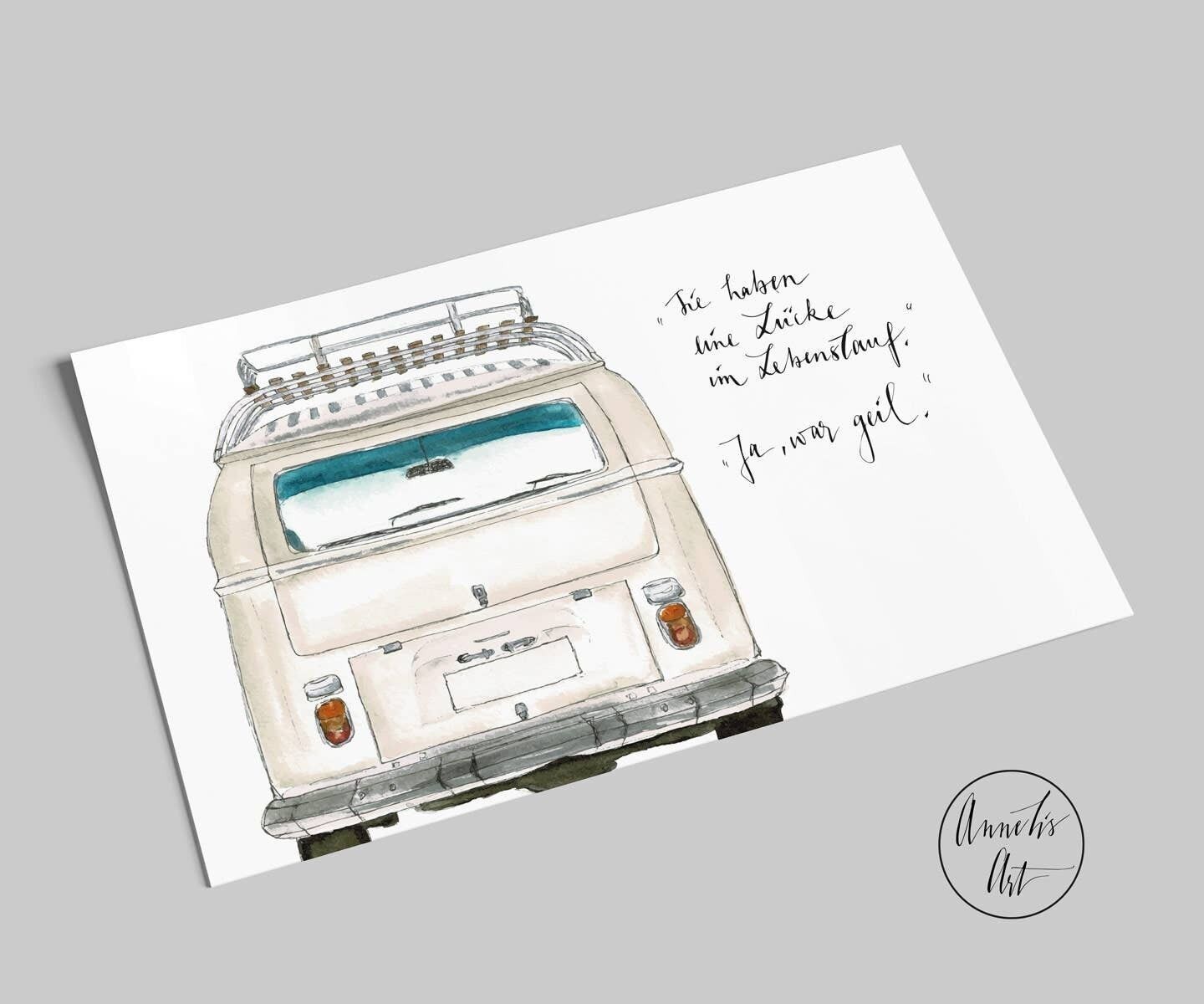 Postkarte | Lücke im Lebenslauf wegen Bulli | Vanlife