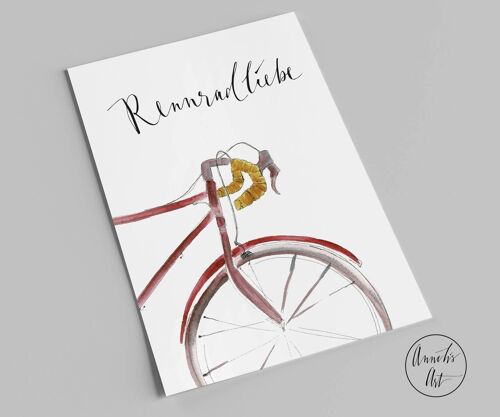 Postkarte | Rennradliebe | Rotes Rennrad
