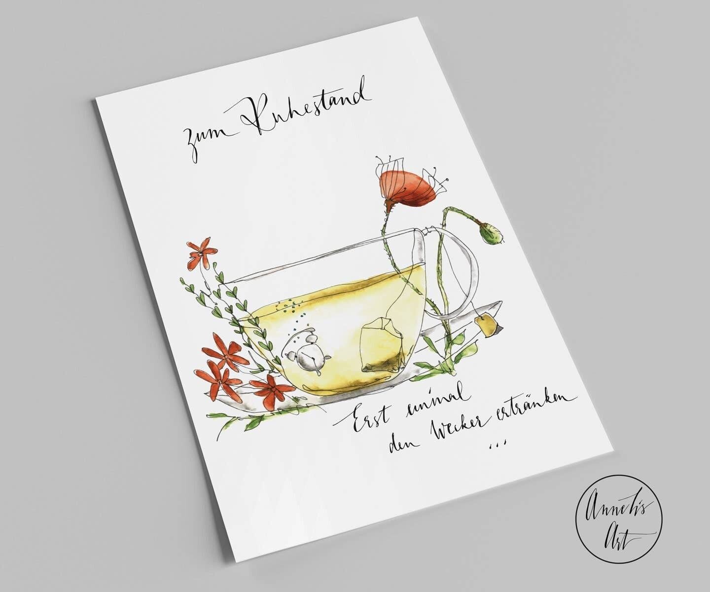 Cartolina | pensionamento | Prima annegare la sveglia | Carta di vecchiaia A6