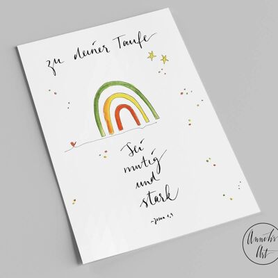 Postcard | Baptism | rainbow and saying | baptism card