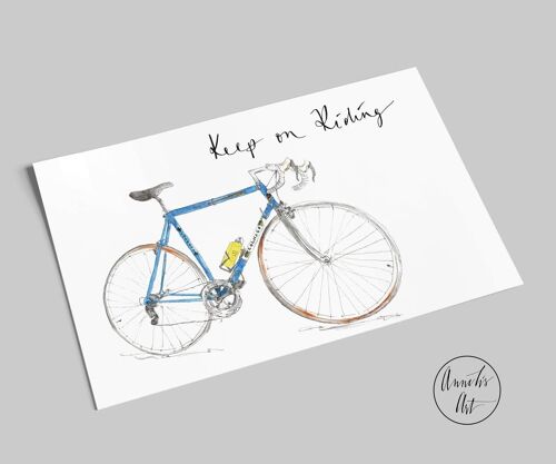Postkarte | Vintage Rennrad mit Spruch "Keep on Riding"
