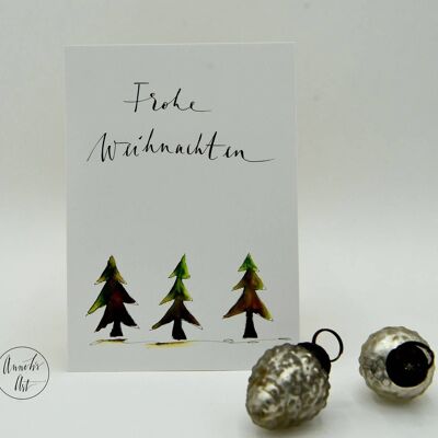 Postkarte | Weihnachtskarte | Frohe Weihnachten | Bäume