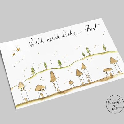 Postkarte | Weihnachtskarte | Weihnachtliche Post | Winterlandschaft