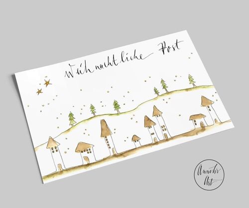 Postkarte | Weihnachtskarte | Weihnachtliche Post | Winterlandschaft