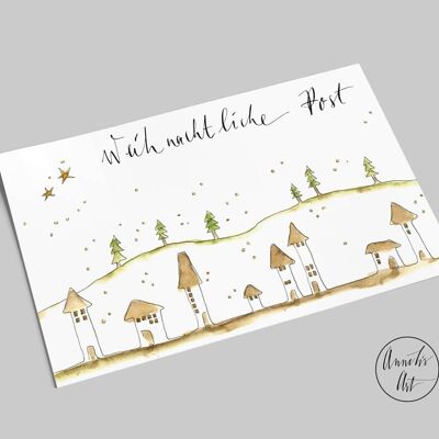 Cartolina | Cartolina di Natale | Posta di Natale | paesaggio invernale