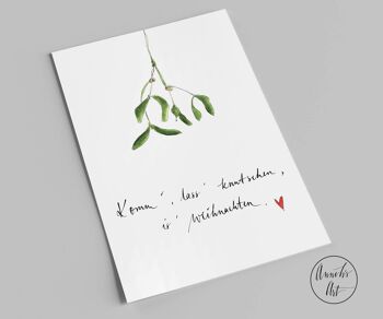 Carte postale | Carte de Noël | carte d'amour | du gui 1