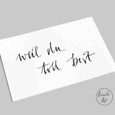 Postcard | because you are great | hand lettering