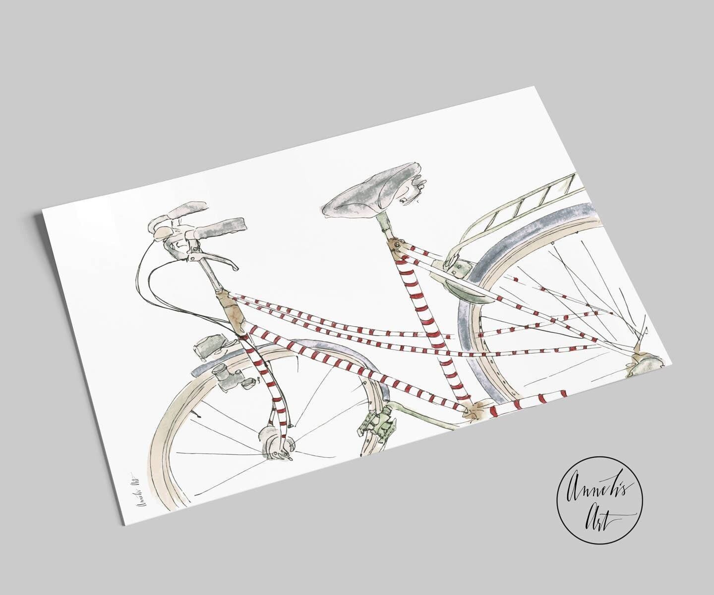 Cartolina | Splendida bici rossa e bianca |