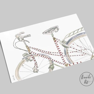 Carte postale | Superbe vélo rouge et blanc |