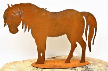 Cheval de figurine décorative en métal | Décoration de jardin patinée poney vintage 1