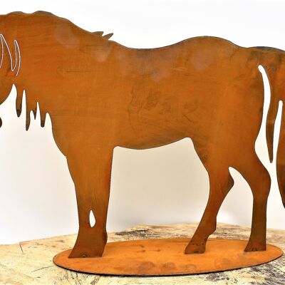 Cheval de figurine décorative en métal | Décoration de jardin patinée poney vintage