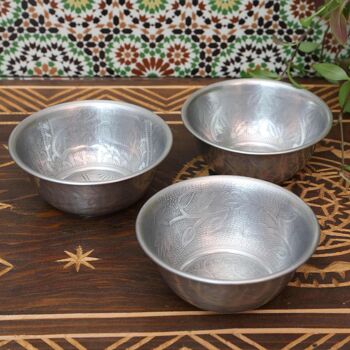 Bol décoratif oriental Indra set de 3 bols en aluminium à l'aspect martelé 6