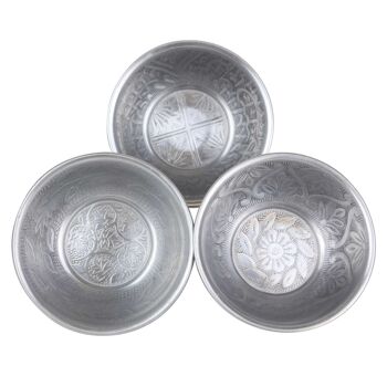 Bol décoratif oriental Indra set de 3 bols en aluminium à l'aspect martelé 8