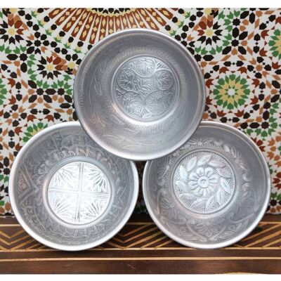 Oriental decorative bowl Indra set of 3 aluminum bowls with hammered look
