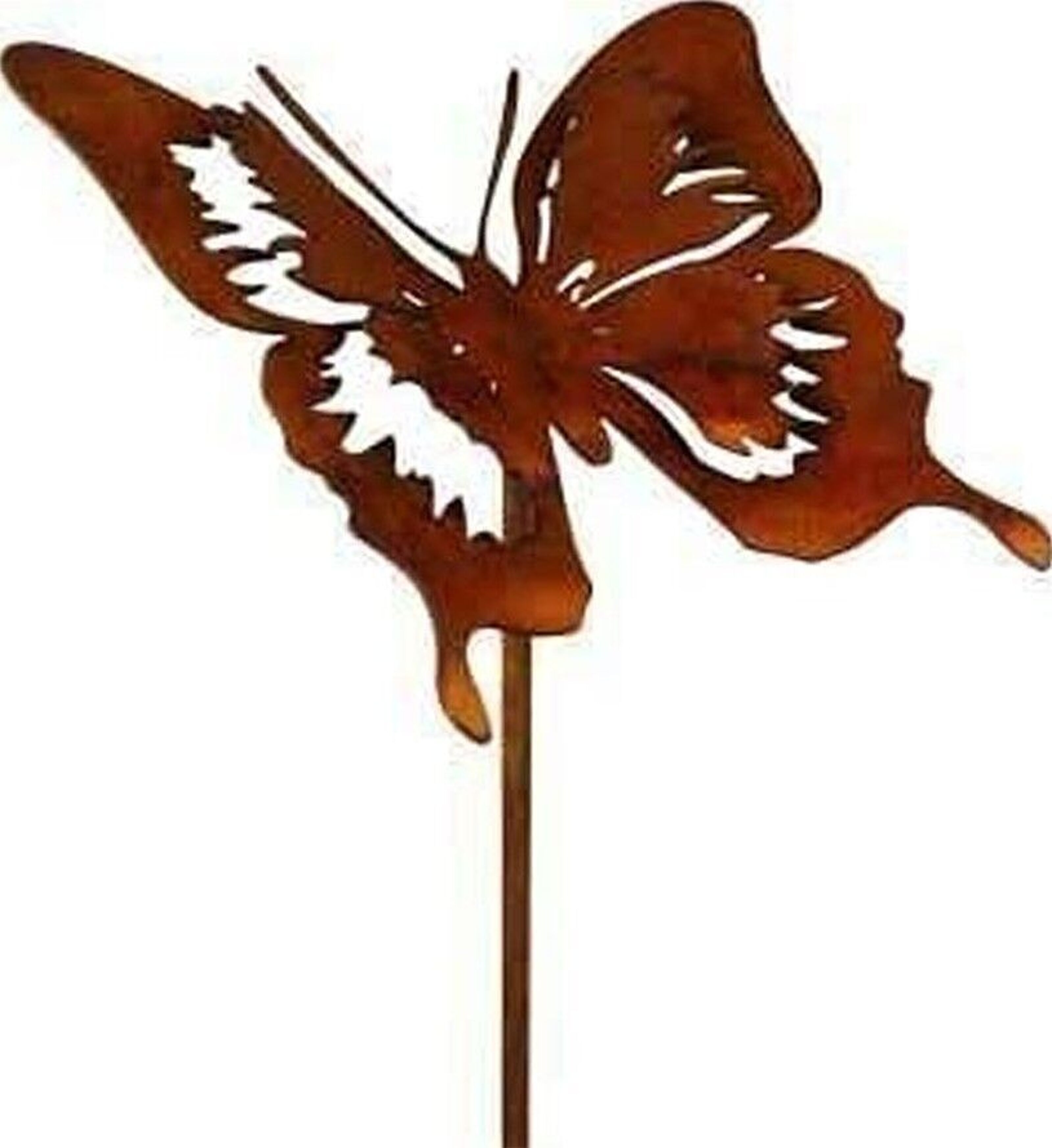 Buy wholesale Garden stake rust decorative butterfly filigree on rod