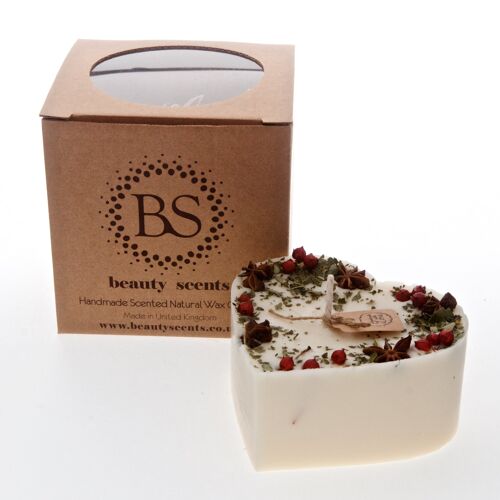 Large Heart Peppermint Scented Candles With Star Anise & Red Berries box of 6