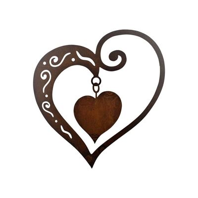 Deco heart duet to hang | Hanging decoration rust hearts made of metal
