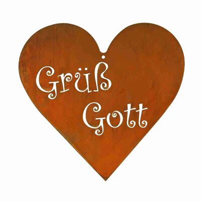 Coeur décoratif vintage "Grüß Gott" décoration de porte porte d'entrée