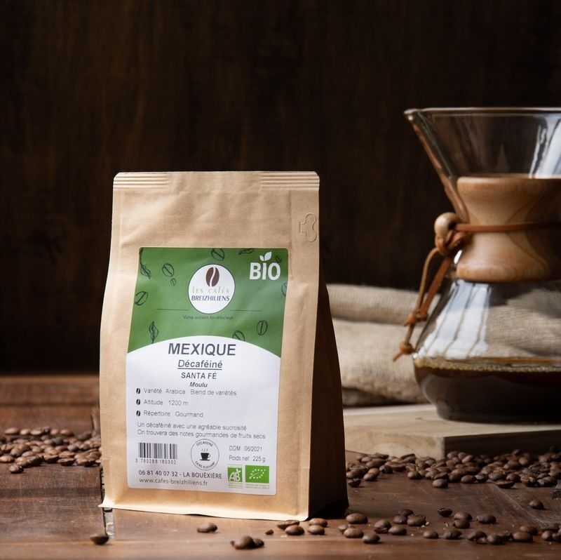 Caffè decaffeinato biologico messicano 225 g macinato (da agricoltura biologica certificata FR-BIO-13)