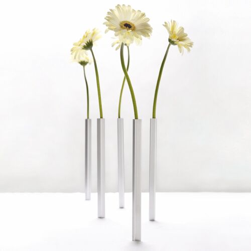 Magnetic vases argentés - SET de 5 SOLIFLORES - fleurs - cadeau fête des mères - printemps - été