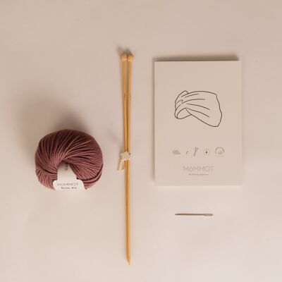 Kit zum Stricken eines praktischen MöMMOT-Turbans aus 100 % Merinowolle