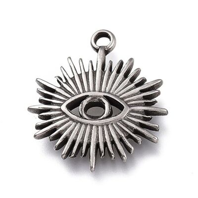 Evil Eye Pendant, Antique Silver