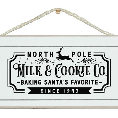 North Pole Milk & Cookies Nouveau signe de Noël vintage