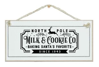 North Pole Milk & Cookies Nouveau signe de Noël vintage