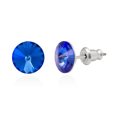 Crystal stud earrings with titanium pin, color blue