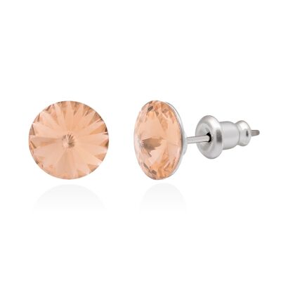 Crystal stud earrings with titanium pin, color champagne crystal