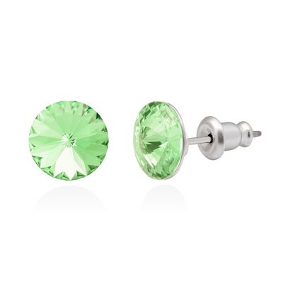 Crystal stud earrings with titanium pin, color light green crystal