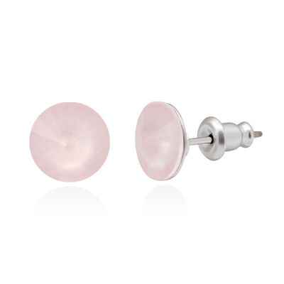 Crystal stud earrings with titanium pin, color light pink powder crystal