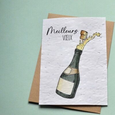 Best Wishes Champagne plantable card
