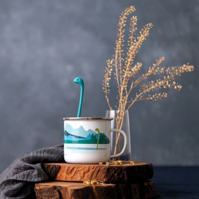 Cup of Nessie white - metal cup + tea infuser - tea time - nomad