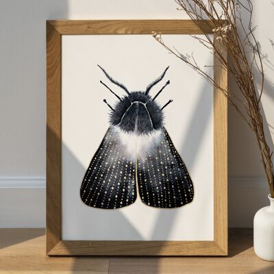 Black and Gold Moth Poster - Witchy Print of Moth