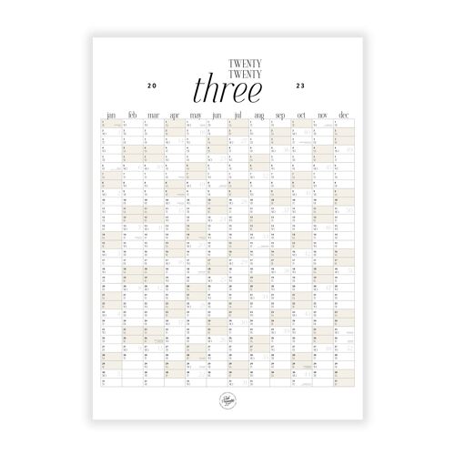 Large Wall Calendar 2023, A1, Black/White