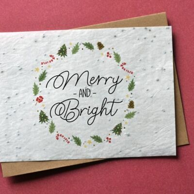 Tarjeta Plantable Merry & Bright Christmas