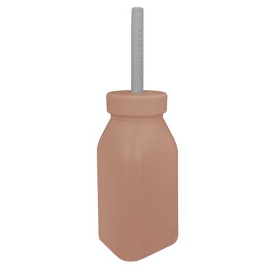 Botella de aprendizaje de silicona con pajita - Galleta