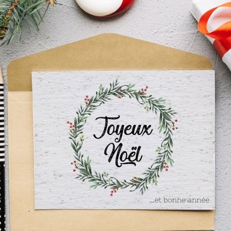 Carte et enveloppe cadeau - Joyeux Noël - Flocons